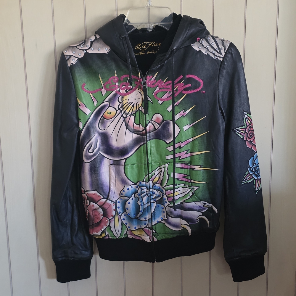 Ed Hardy Black Hoodie with Colorful Graphic